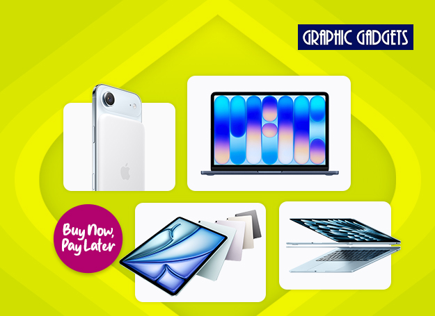 Enjoy cash price at 0% installment for 12- and 24-month terms, on Apple devices, plus Buy Now, Pay Later* at Graphic Gadgets stores with your EastWest credit card.
