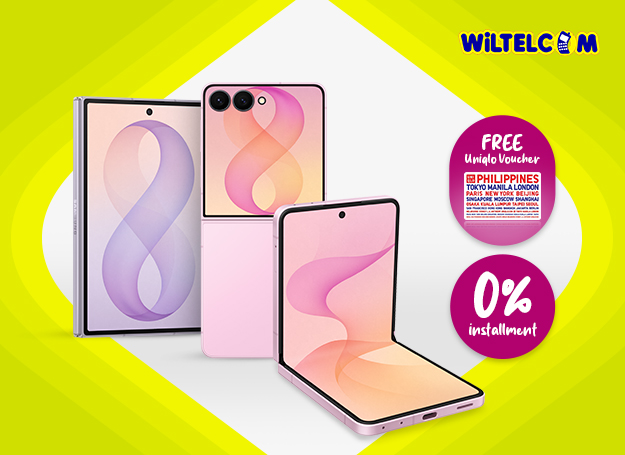 Pre-order the new Samsung Galaxy Z Flip8 or Z Fold8 at participating Wiltelcom stores using your EastWest Credit Card and get a FREE Php1,000 Uniqlo Voucher with every 12- or 24-month 0% installment purchase.