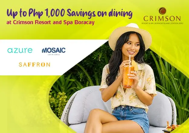 EastWest Up to Php 1,000 Savings on Dining at Crimson Resort and Spa Boracay official promo image